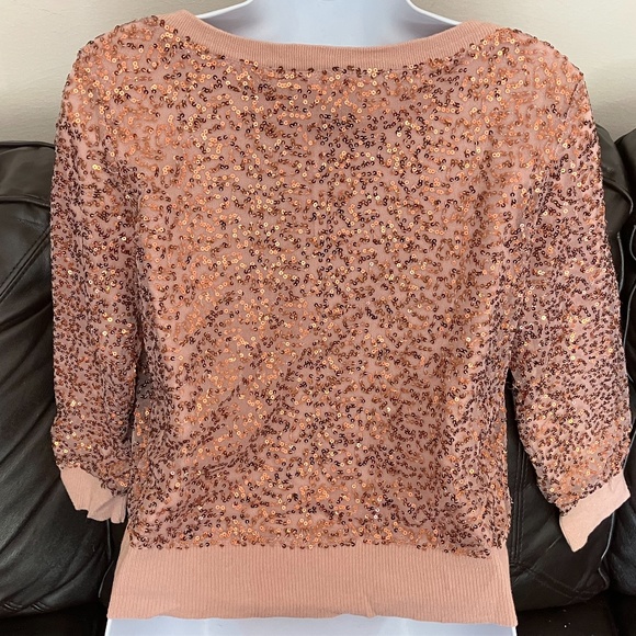 AMERICAN EAGLE OUTFITTERS - Sequin Button Down Cardigan Sweater (Rose Gold) - Picture 7 of 8